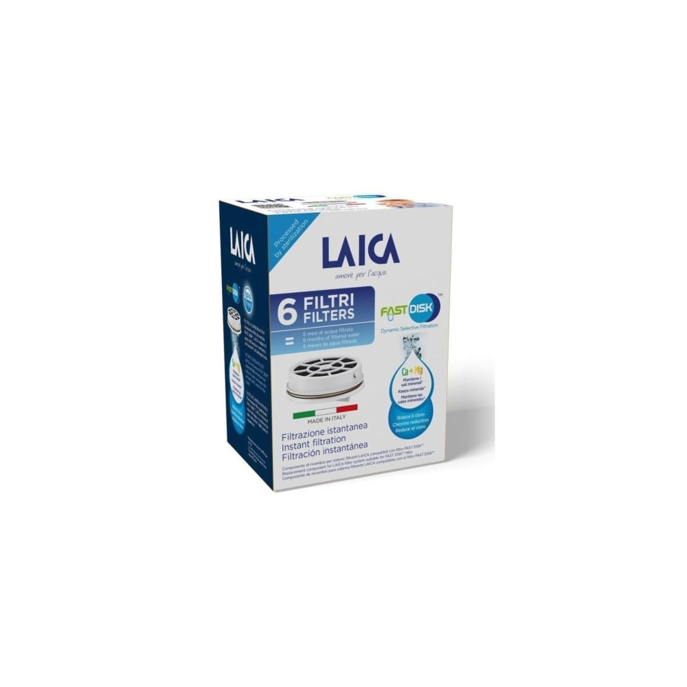 Filtro de Carbón FAST DISK Laica FD06A/ Pack de 6 Unidades/ Compatibilidad Flown go | Hervidores