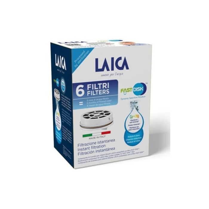 Filtro de Carbón FAST DISK Laica FD06A/ Pack de 6 Unidades/ Compatibilidad Flown go | Hervidores