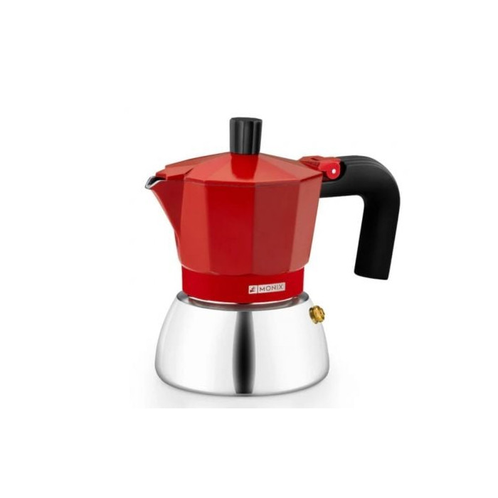Cafetera Italiana Monix Induction Inox M863106/ 6 Tazas/ Roja | Cafeteras