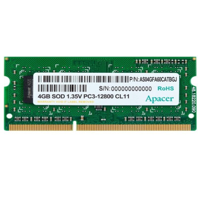 Memoria RAM Apacer DV.04G2K.KAM 4GB/ DDR3L/ 1600MHz/ 1.35V/ SODIMM | Memoria RAM