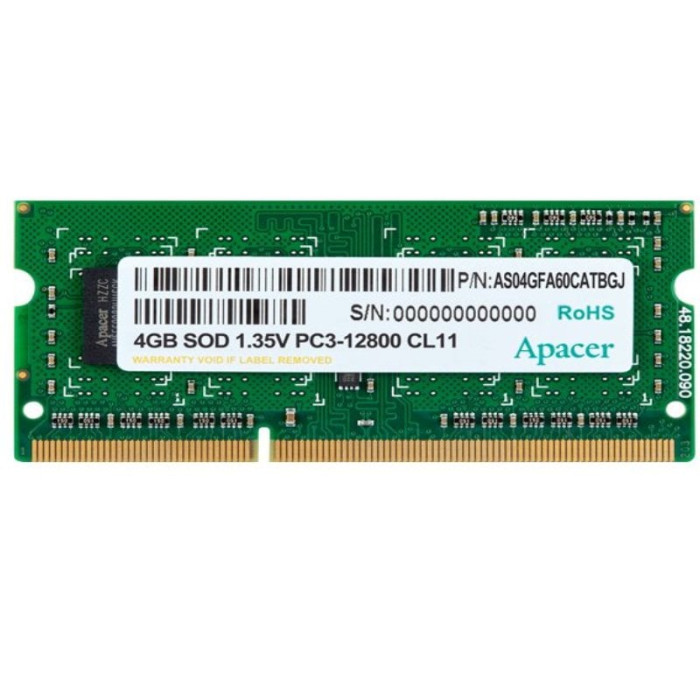 Memoria RAM Apacer DV.04G2K.KAM 4GB/ DDR3L/ 1600MHz/ 1.35V/ SODIMM | Memoria RAM