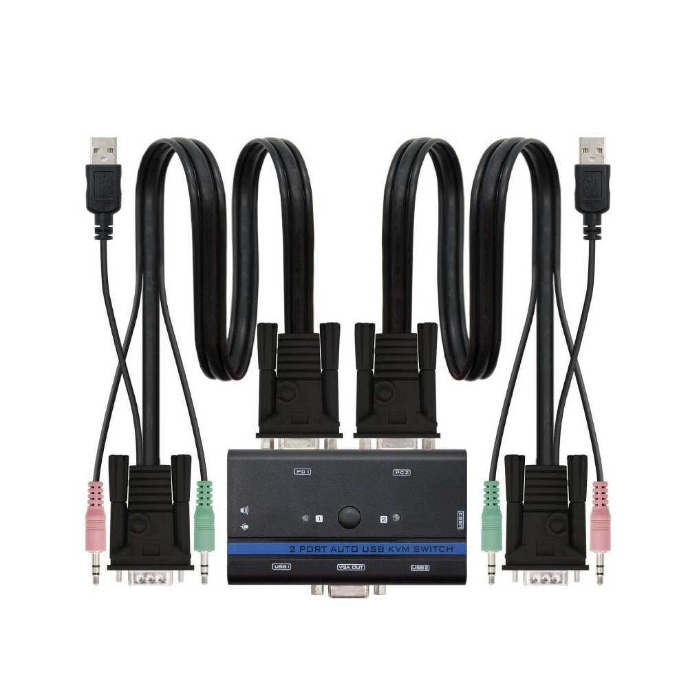 KVM Switch Nanocable 10.12.0001/ PC - CPU: 2 VGA + 2 USB + 4 JACK 3.5 / CONSOLA: 2 USB + VGA + 2 JACK 2.5/ 1.4m | KVM y Splitter