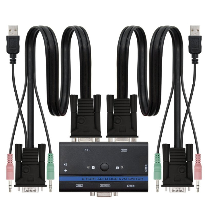 KVM Switch Nanocable 10.12.0001/ PC - CPU: 2 VGA + 2 USB + 4 JACK 3.5 / CONSOLA: 2 USB + VGA + 2 JACK 2.5/ 1.4m | KVM y Splitter