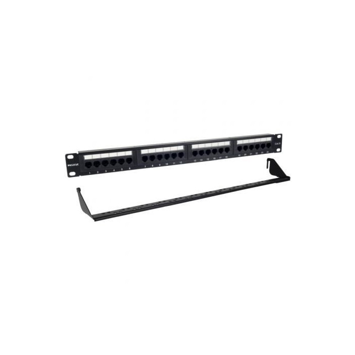 Patch Panel Phasak PU 2424/ 24 Puertos/ Cat.6/ Altura 1U/ Gestión de Cables | Armaris Rack