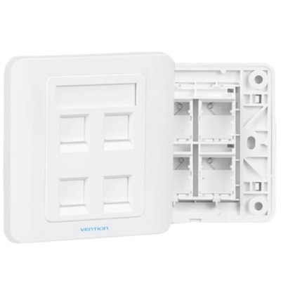 Placa de Pared Tipo 86 Vention IFFW0/ 4 Puertos RJ45 | RJ45/RJ11
