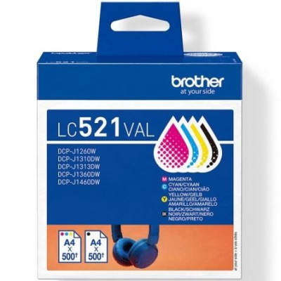 Cartucho de Tinta Original Brother LC-521VAL Multipack/ Cian/ Magenta/ Amarillo/ Negro | Brother