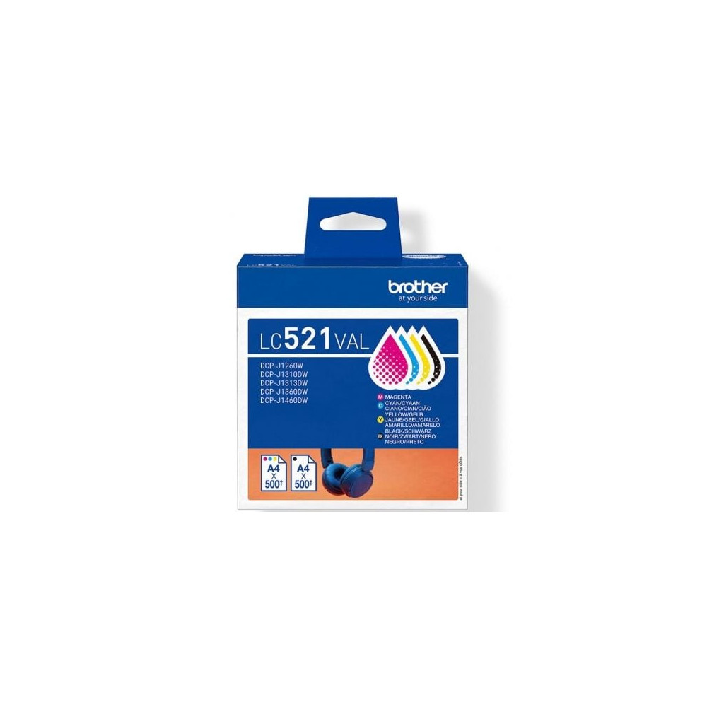 Cartucho de Tinta Original Brother LC-521VAL Multipack/ Cian/ Magenta/ Amarillo/ Negro | Brother