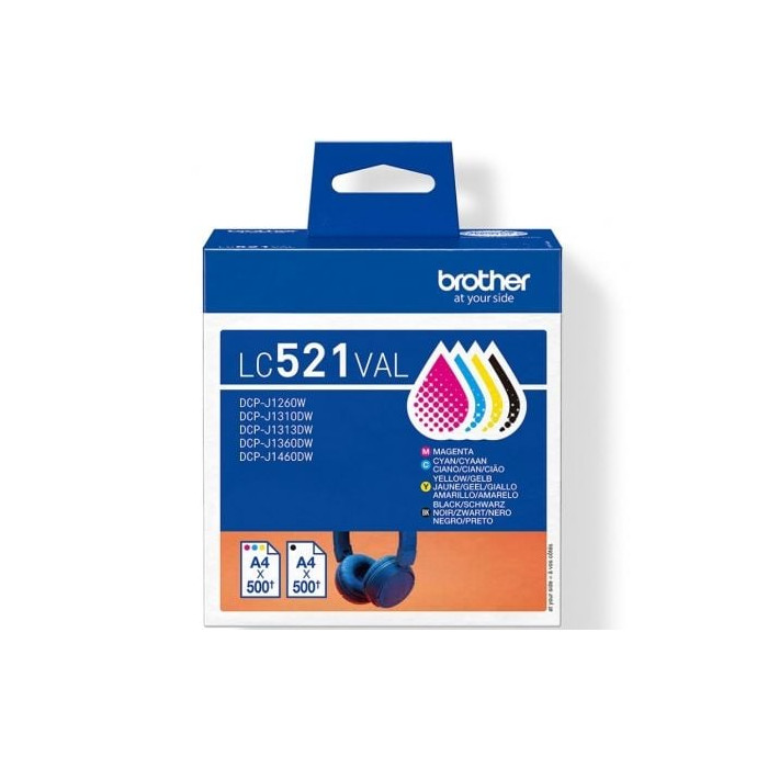 Cartucho de Tinta Original Brother LC-521VAL Multipack/ Cian/ Magenta/ Amarillo/ Negro | Brother