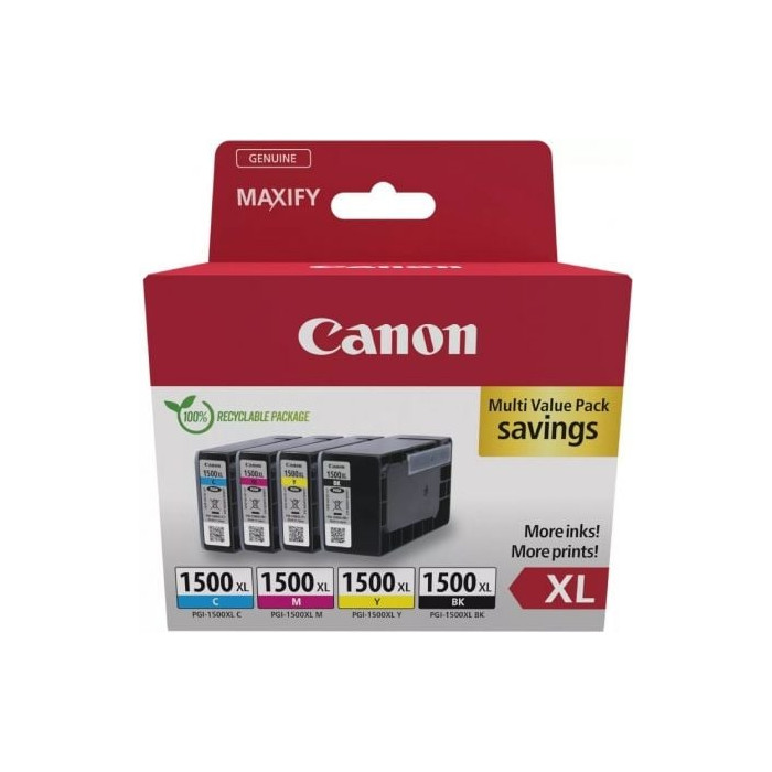 Cartucho de Tinta Original Canon PGI-1500XL Multipack Alta Capacidad/ Cian/ Magenta/ Amarillo/ Negro | Canon