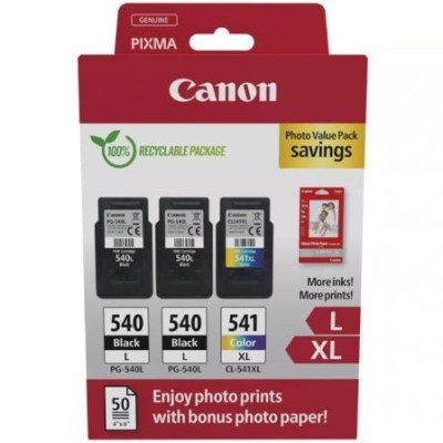 Cartucho de Tinta Original Canon PG-540L + CL-541 XL Multipack Alta Capacidad/ 2x Negro/ Tricolor + Papel Fotográfico | Canon