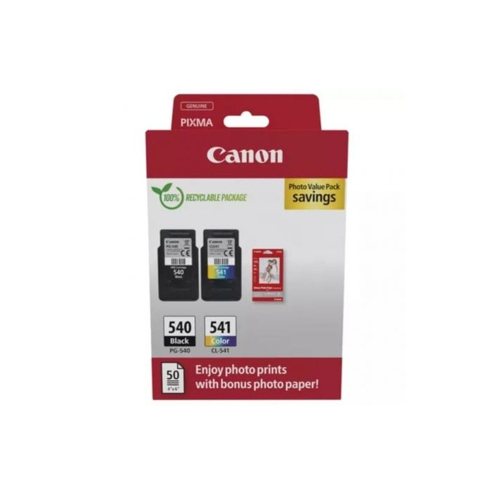 Cartucho de Tinta Original Canon PG-540 + CL-541 Multipack/ Negro/ Tricolor + Papel Fotográfico | Canon