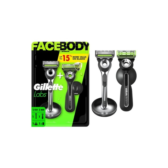 Pack de 2 Cuchillas de Afeitar Gillette GilletteLabs FaceBody + Intimate | Cúters