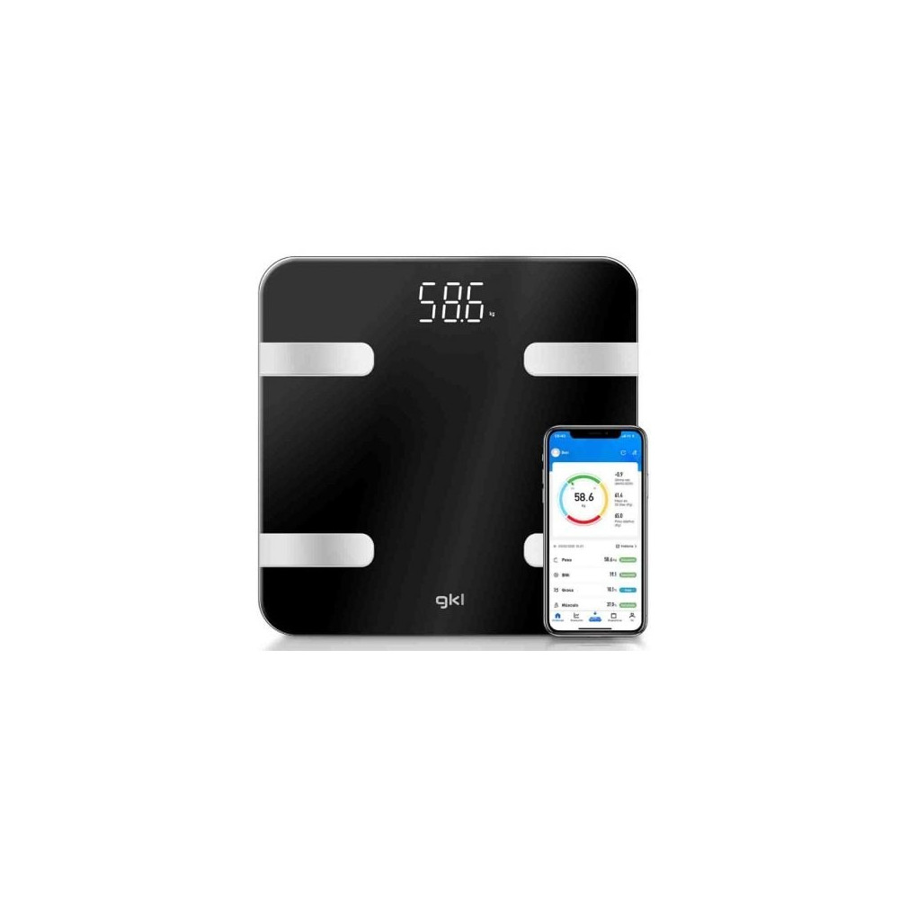 Báscula de Baño GKL Fitblue 300 Black/ Hasta 180kg | Balanzas