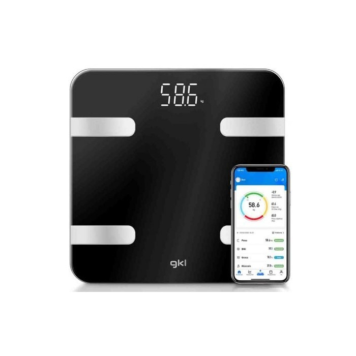 Báscula de Baño GKL Fitblue 300 Black/ Hasta 180kg | Balanzas