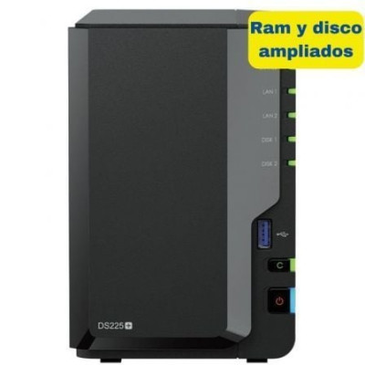 NAS Synology Diskstation DS225+/ 2 Bahías 3.5'- 2.5'/ 6GB DDR4/ 8TB/ Formato Torre | NAS