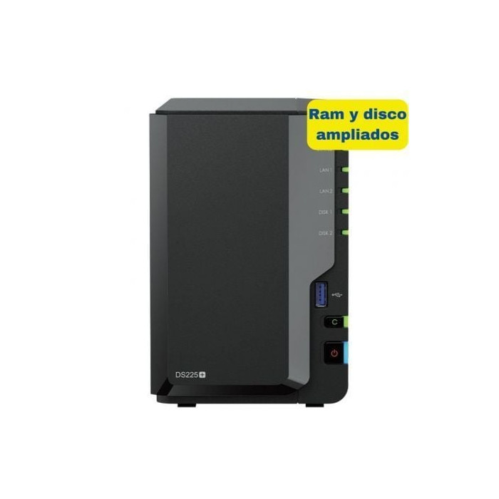 NAS Synology Diskstation DS225+/ 2 Bahías 3.5'- 2.5'/ 6GB DDR4/ 8TB/ Formato Torre | NAS