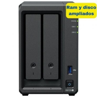 NAS Synology Diskstation DS725+/ 2 Bahías 3.5'- 2.5'/ 8GB DDR4/ 8TB/ Formato Torre | NAS