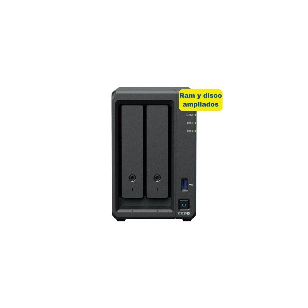NAS Synology Diskstation DS725+/ 2 Bahías 3.5'- 2.5'/ 8GB DDR4/ 8TB/ Formato Torre | NAS
