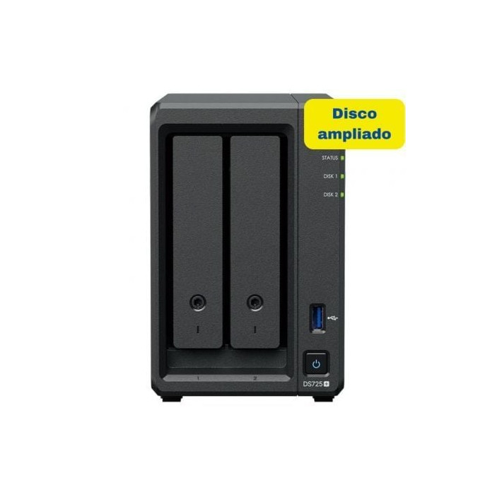 NAS Synology Diskstation DS725+/ 2 Bahías 3.5'- 2.5'/ 4GB DDR4/ 8TB/ Formato Torre | NAS