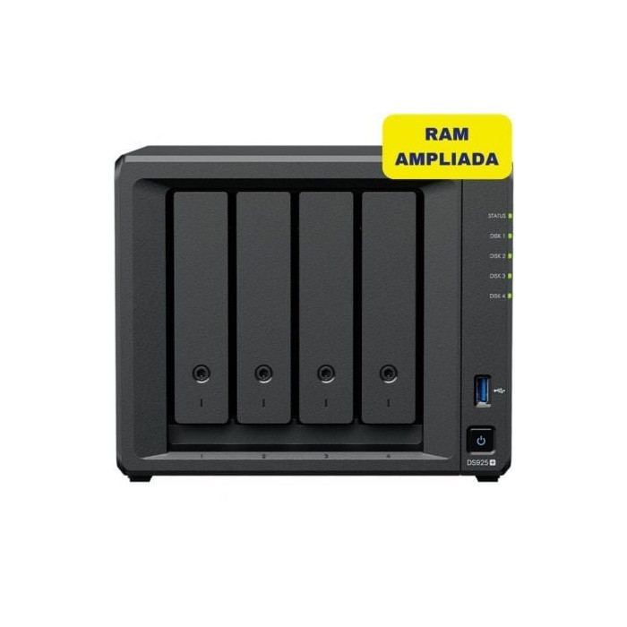NAS Synology Diskstation DS925+/ 4 Bahías 3.5'- 2.5'/ 8GB DDR4/ Formato Torre | NAS