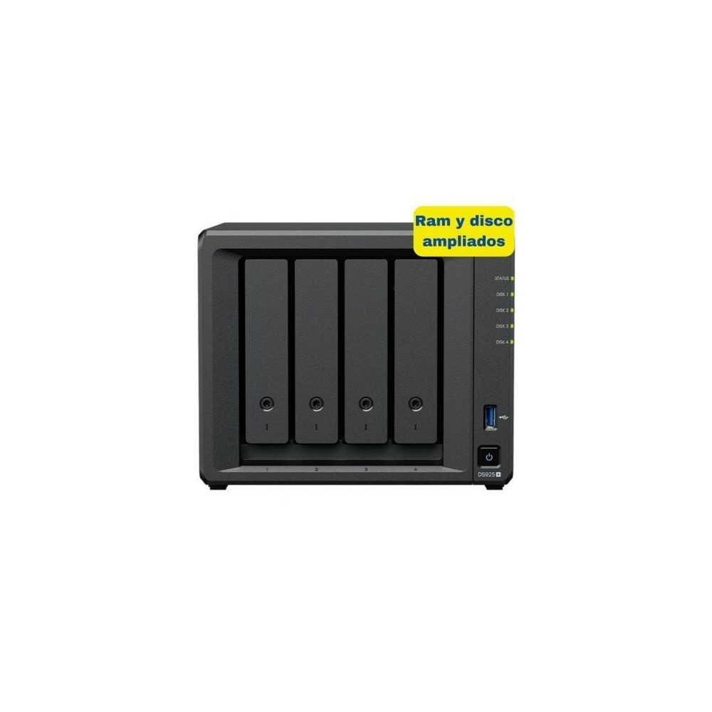 NAS Synology Diskstation DS925+/ 4 Bahías 3.5'- 2.5'/ 8GB DDR4/ 16TB/ Formato Torre | NAS