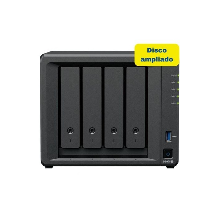 NAS Synology Diskstation DS925+/ 4 Bahías 3.5'- 2.5'/ 4GB DDR4/ 8TB/ Formato Torre | NAS