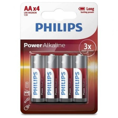 Pack de 4 Pilas AA Philips LR6P4B/05/ 1.5V/ Alcalinas | Pilas
