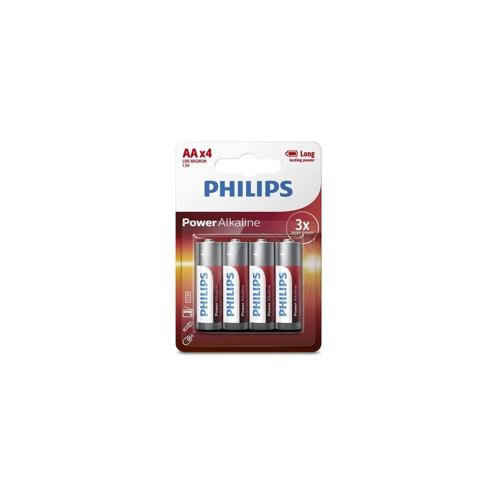 Pack de 4 Pilas AA Philips LR6P4B/05/ 1.5V/ Alcalinas | Pilas