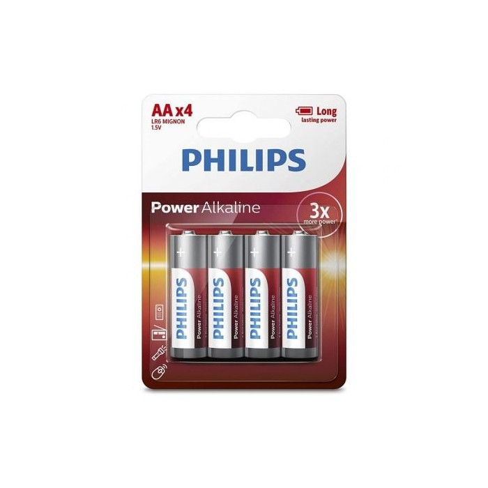Pack de 4 Pilas AA Philips LR6P4B/05/ 1.5V/ Alcalinas | Pilas