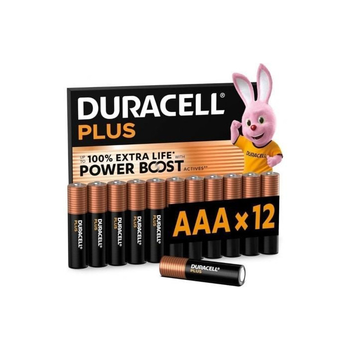 Pack de 12 Pilas AAA Duracell Plus Power Boost DPBLR3B12/ 1.5V/ Alcalinas | Pilas