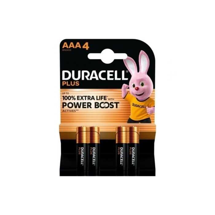 Pack de 4 Pilas AAA Duracell Plus Power Boost DPBLR3B4/ 1.5V/ Alcalinas | Pilas