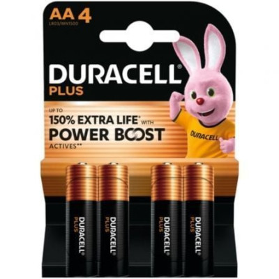 Pack de 4 Pilas AA Duracell Plus Power Boost DPBLR6B4/ 1.5V/ Alcalinas | Pilas