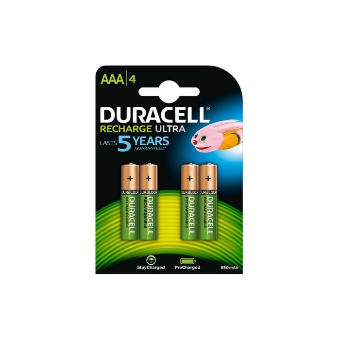 Pack de 4 Pilas AAA Duracell HR03-A/ 1.2V/ Recargables | Pilas