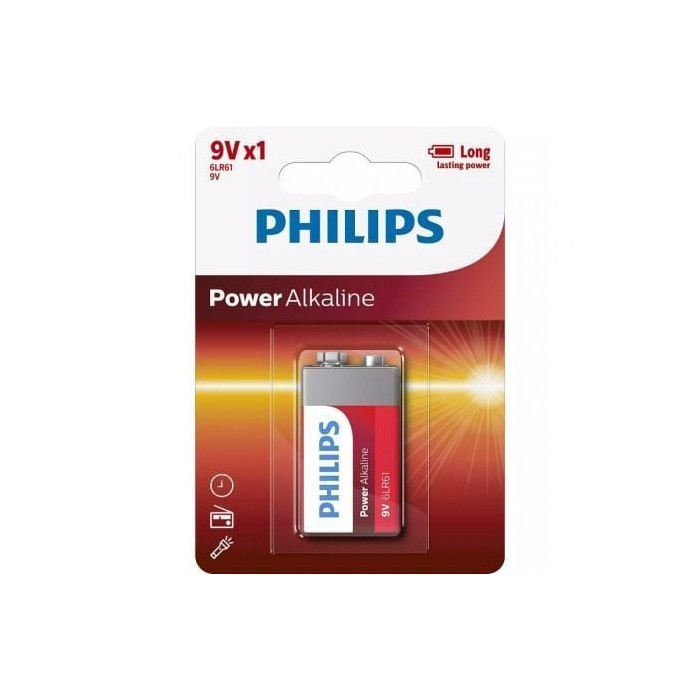 Pila Alcalina Philips 6LR61P1B/10/ 9V | Pilas