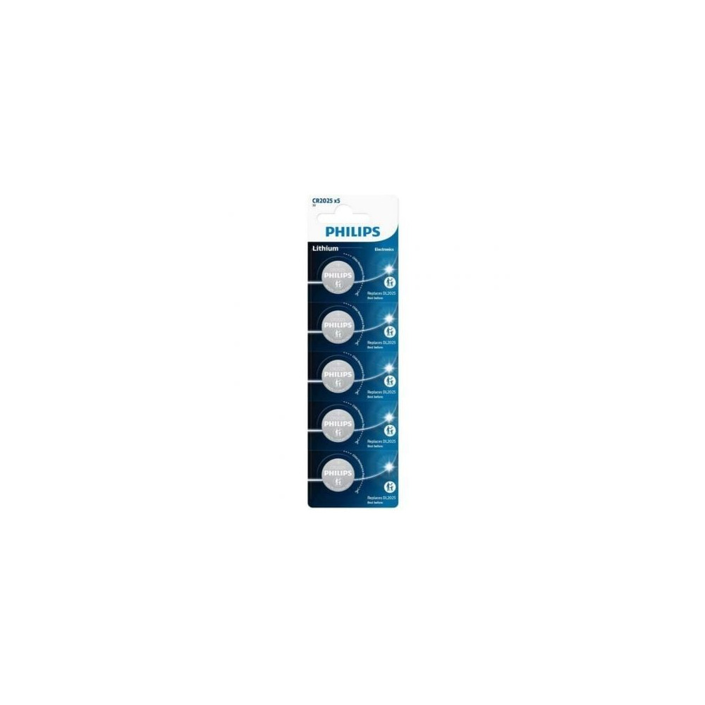 Pack de 5 Pilas de Botón Philips CR2025P5/01B Lithium/ 3V | Pilas