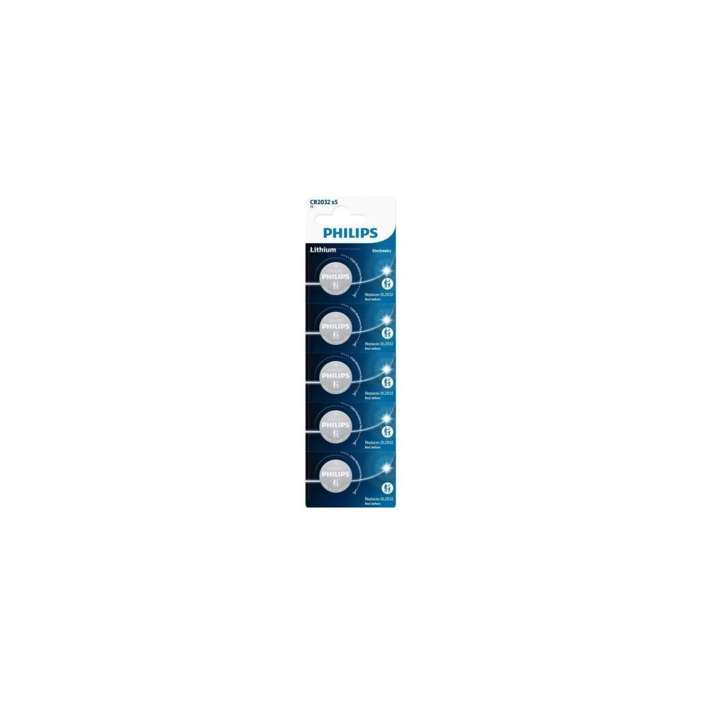 Pack de 5 Pilas de Botón Philips CR2032P5/01B Lithium/ 3V | Pilas