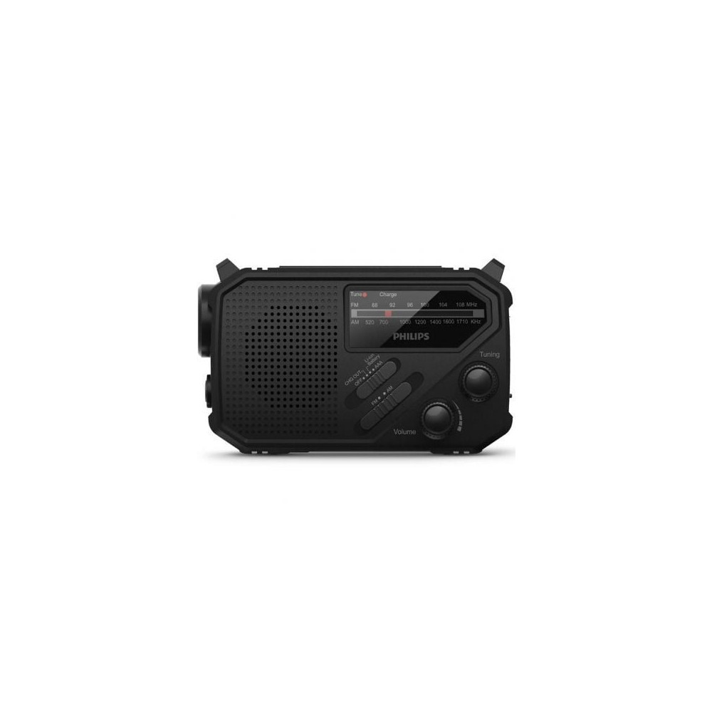 Radio Portátil Philips TAR1609/ a Pilas/ con Batería/ Linterna/ Placa Solar/ Negra | Radios