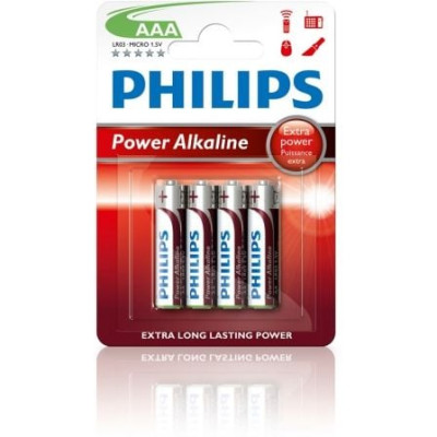 Pack de 4 Pilas AAA Philips LR03P4B/10/ 1.5V/ Alcalinas | Pilas