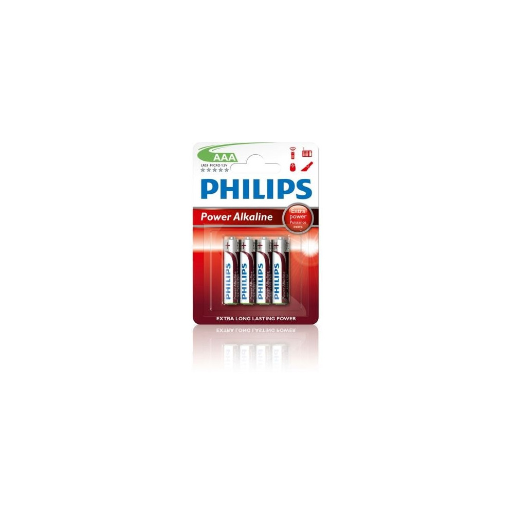 Pack de 4 Pilas AAA Philips LR03P4B/10/ 1.5V/ Alcalinas | Pilas