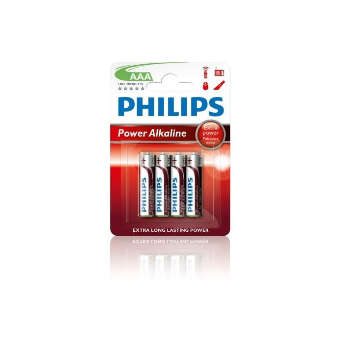 Pack de 4 Pilas AAA Philips LR03P4B/10/ 1.5V/ Alcalinas | Pilas