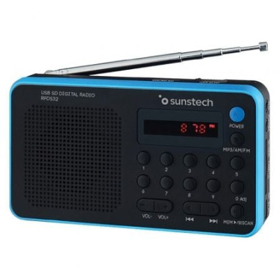 Radio Portátil Sunstech RPDS32BL/ con Batería/ Negra y Azul | Radios