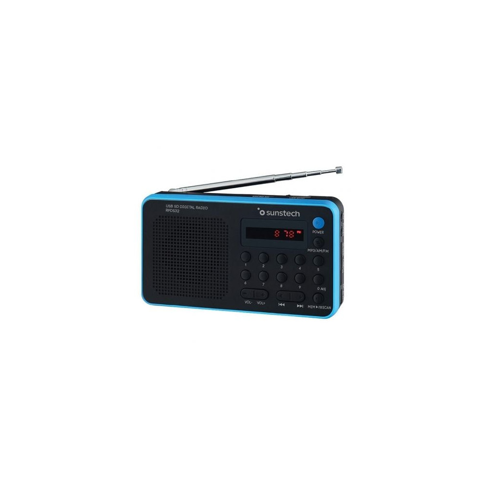 Radio Portátil Sunstech RPDS32BL/ con Batería/ Negra y Azul | Radios