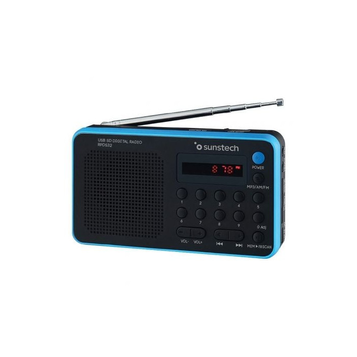 Radio Portátil Sunstech RPDS32BL/ con Batería/ Negra y Azul | Radios