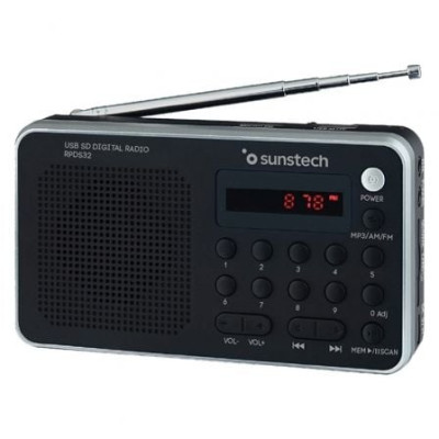Radio Portátil Sunstech RPD32SL/ con Batería/ Negra y Plateada | Radios