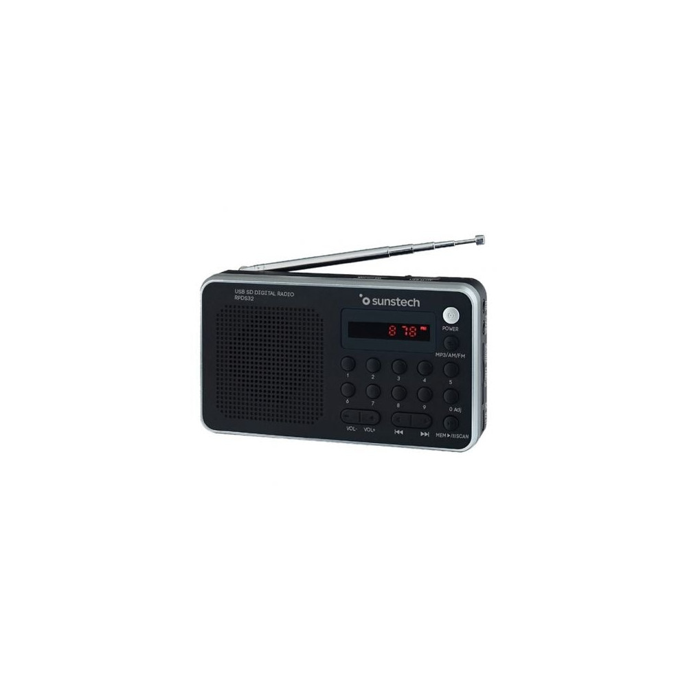 Radio Portátil Sunstech RPD32SL/ con Batería/ Negra y Plateada | Radios