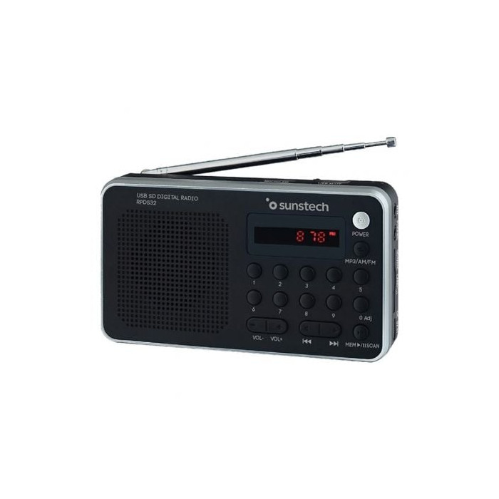 Radio Portátil Sunstech RPD32SL/ con Batería/ Negra y Plateada | Radios
