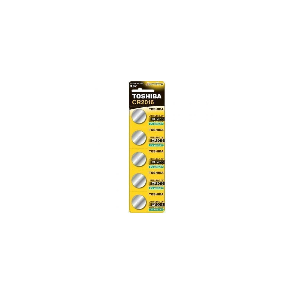 Pack de 5 Pilas de Botón Toshiba CR2016/ 3V | Pilas