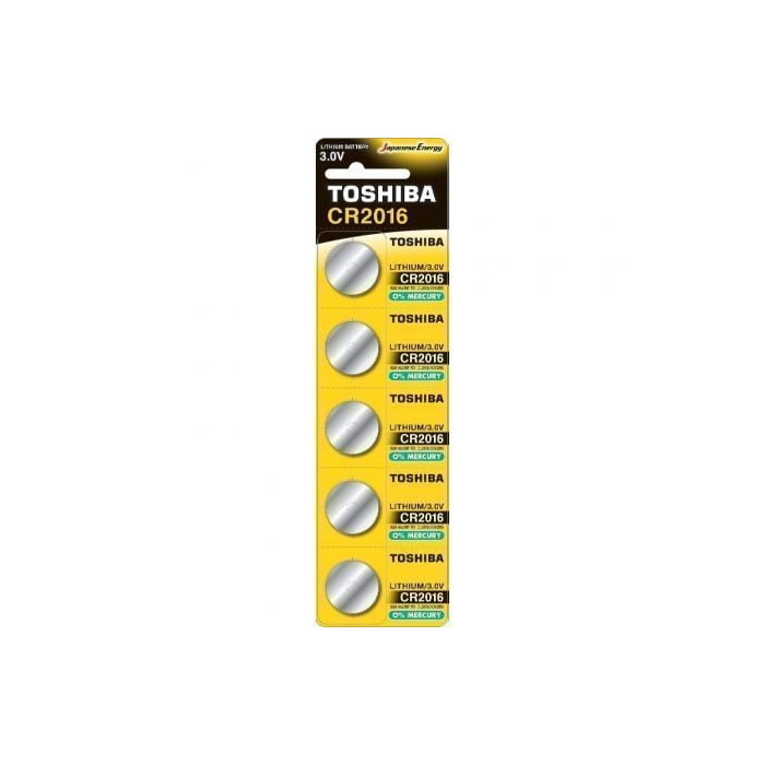Pack de 5 Pilas de Botón Toshiba CR2016/ 3V | Pilas