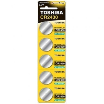 Pack de 5 Pilas de Botón Toshiba CR2430/ 3V/ Alcalinas | Pilas