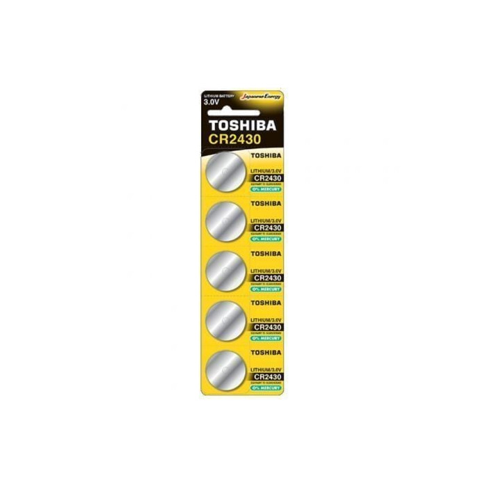 Pack de 5 Pilas de Botón Toshiba CR2430/ 3V/ Alcalinas | Pilas